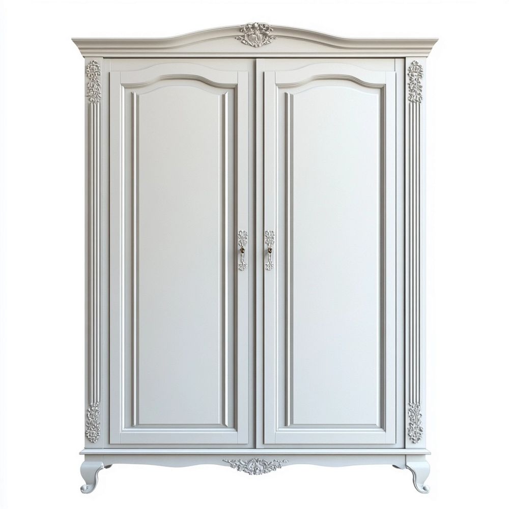 Armario de Dormitorio Clásico de Madera con Dos Puertas 200x100x60cm Blanco