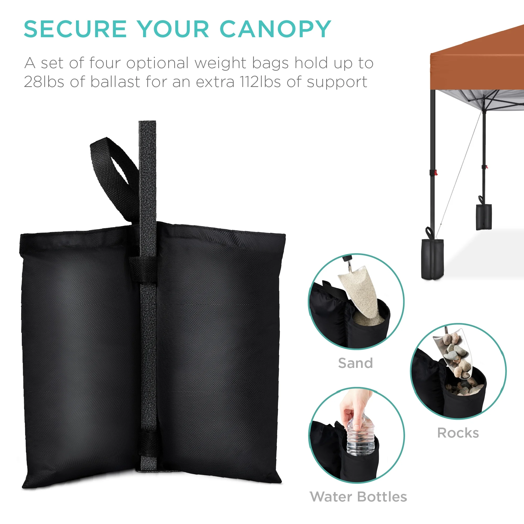 Best Choice Products 10x10ft Easy Setup Pop Up Canopy w/ 1-Button Setup, Wheeled Case, 4 Weight Bags - White - Image 124