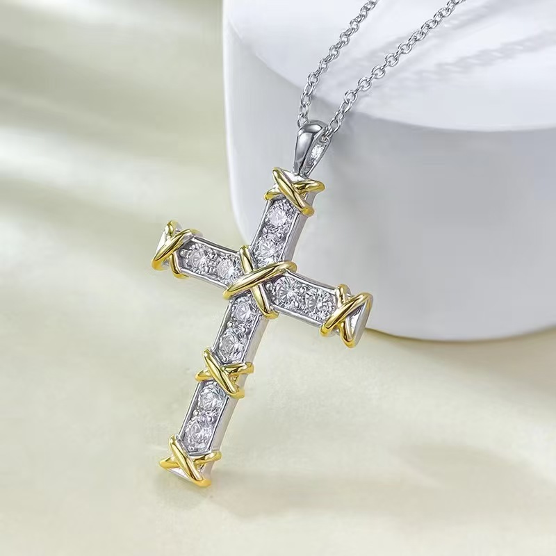 Tiffany Ten Stone Cross Pendant with Diamonds Necklace - Original Replica Club