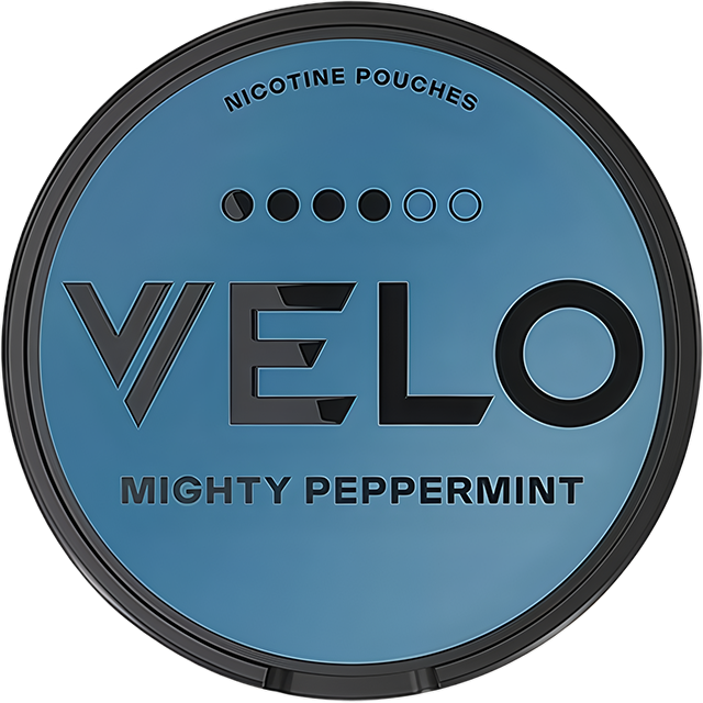 VELO Mighty Peppermint 4Star 11mg nicotine pouches — Slim Moist can with 20 strong peppermint pouches
