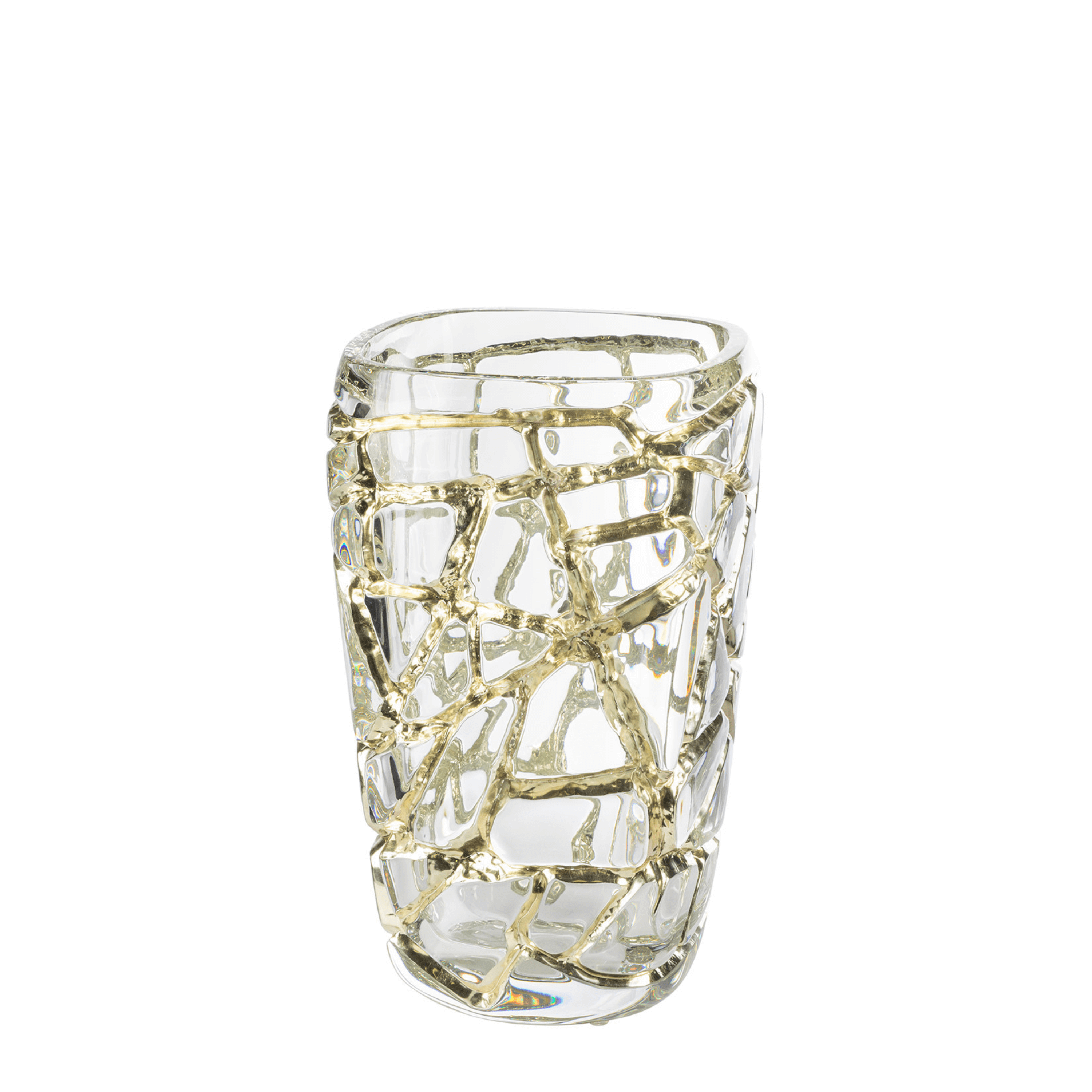 VASE MAGNITUDE GRAND MODÈLE À LA FEUILLE D'OR BLANC - CRISTAL INCOLORE À LA FEUILLE D'OR BLANC
