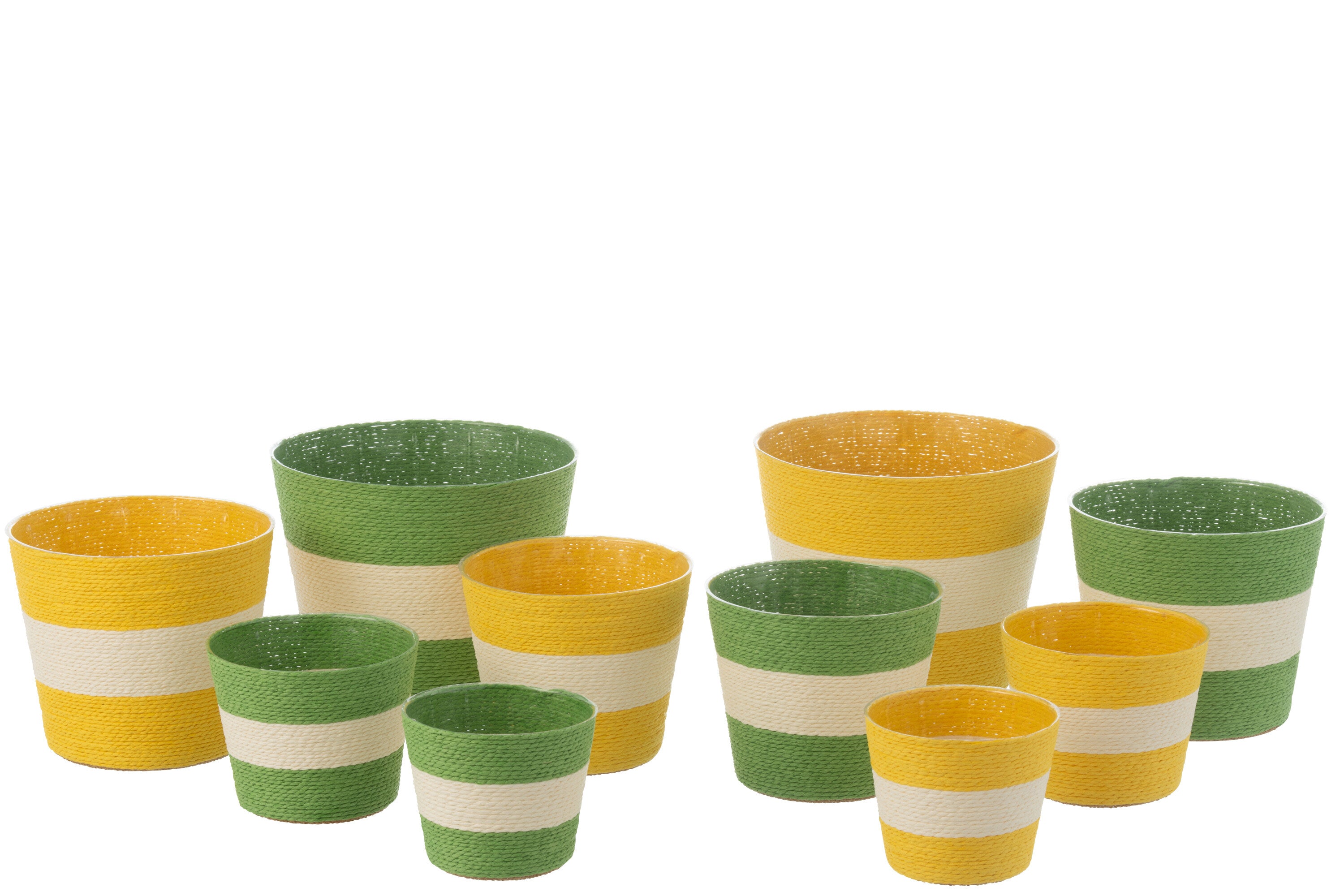 J-Line bloempot Touwtjes Streep - papier - geel groen - extra large -