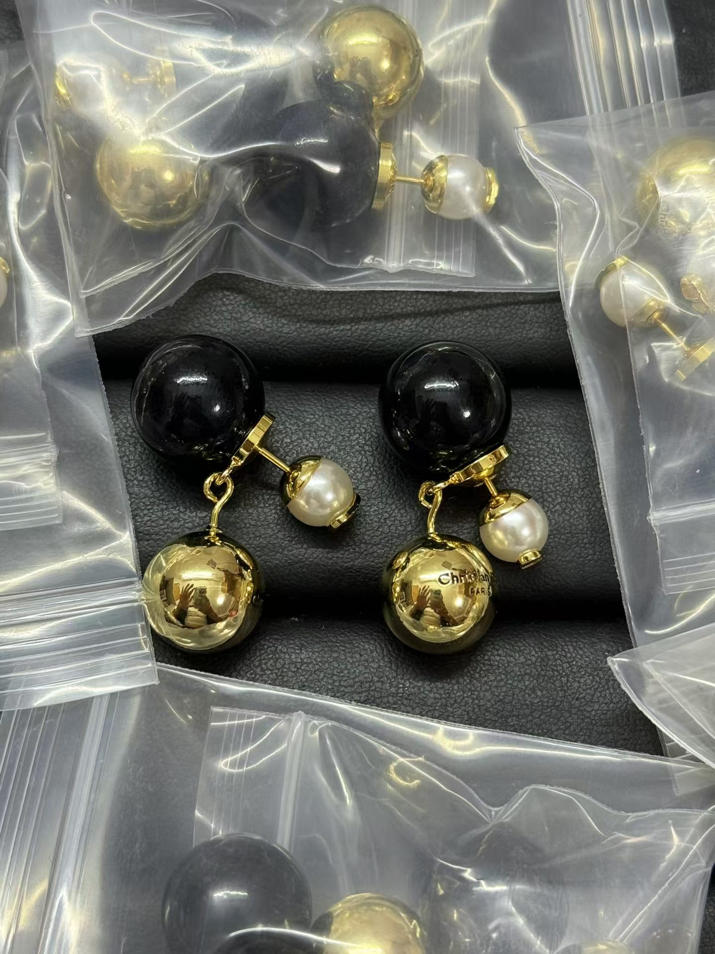 Dior Black Pearl Earrings - Original Replica Club