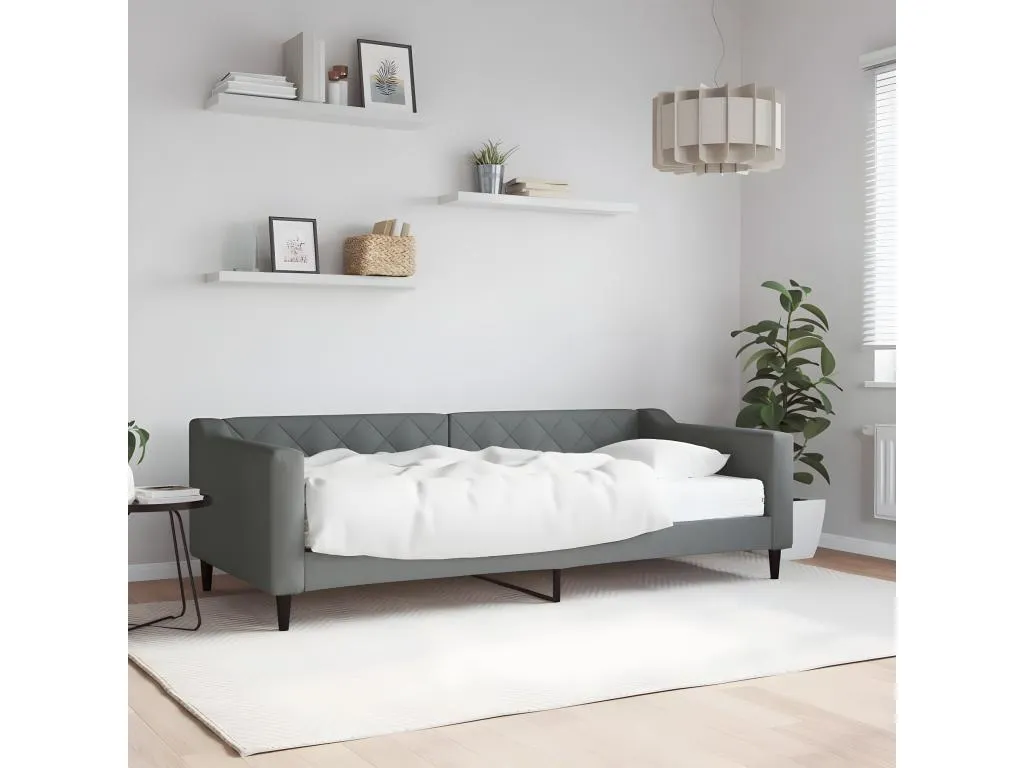 Sofá cama con colchón tela gris oscuro 90x200 cm