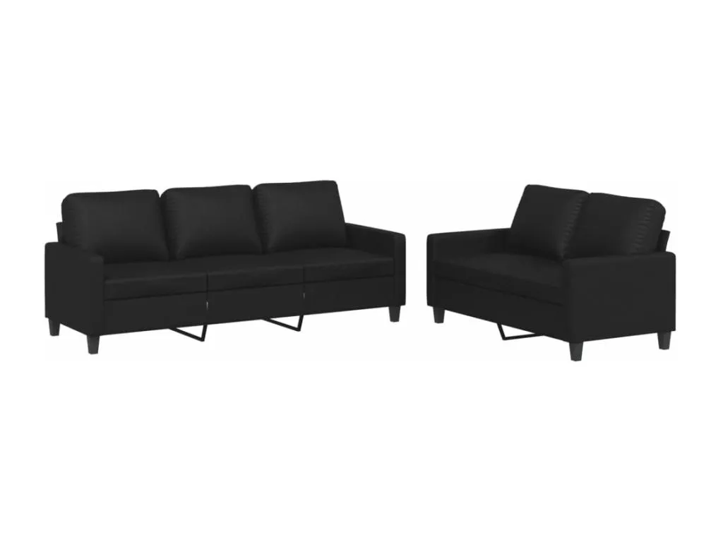 Juego de sofás con cojines 2 piezas cuero sintético negro 23908EWXN