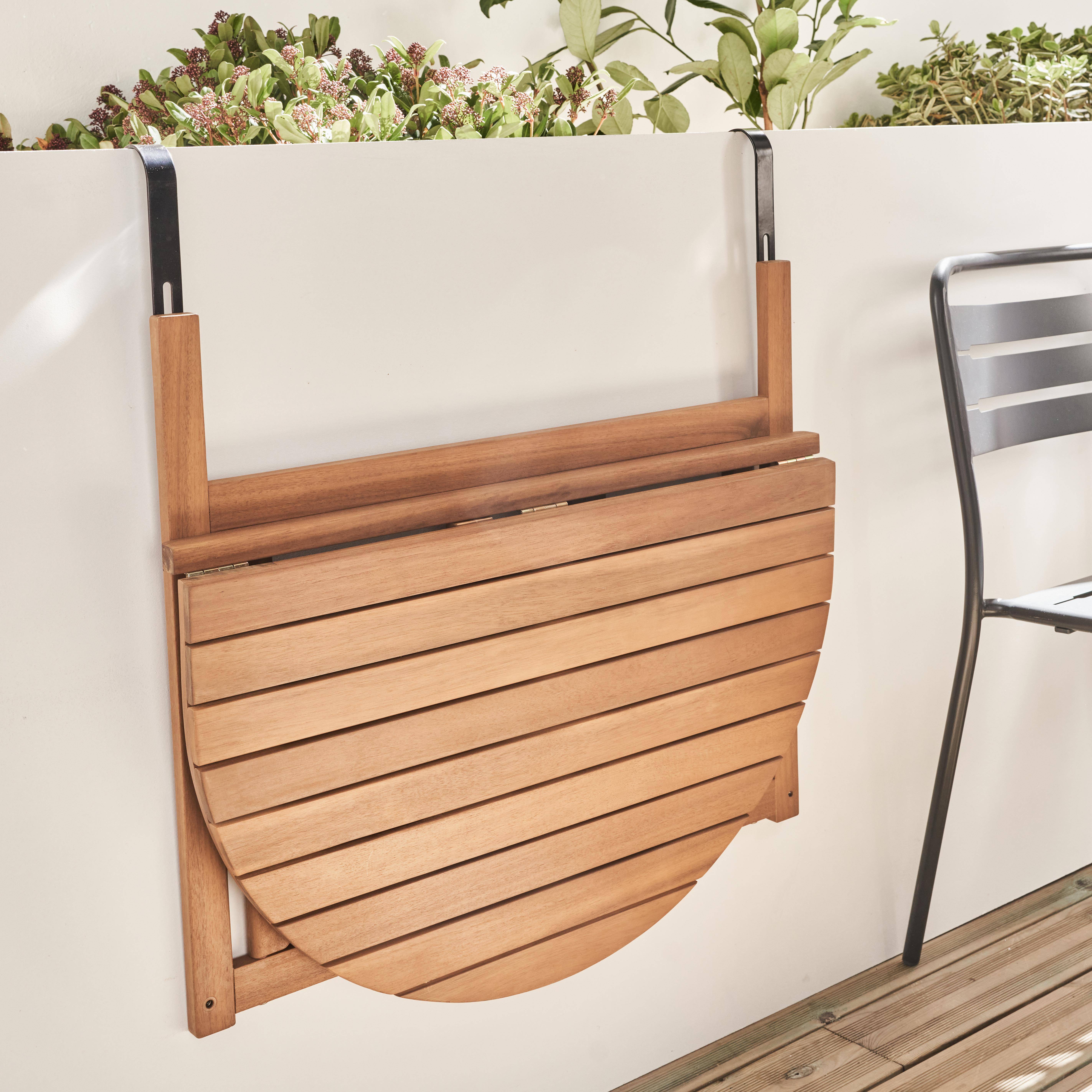 Bragance 70cm - Mesa auxiliar de madera para balcón, plegable
