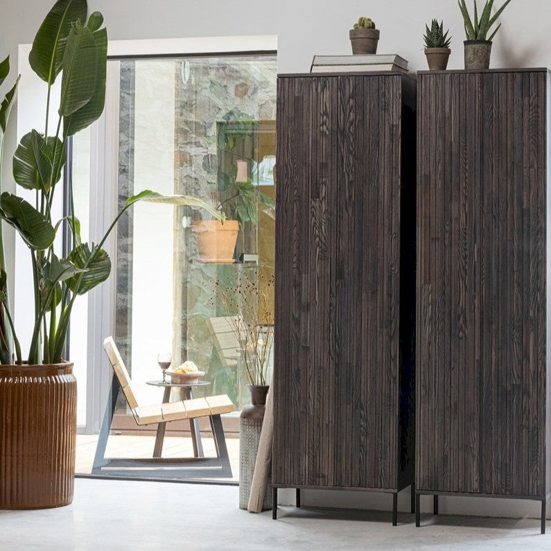 WOOOD New Gravure Hoge Opbergkast B 60 cm - Essen - Espresso