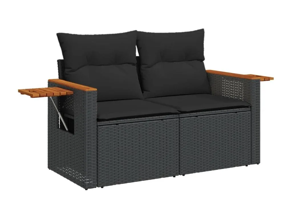 Set de sofás de jardín 10 piezas cojines ratán sintético negro XXCA20217