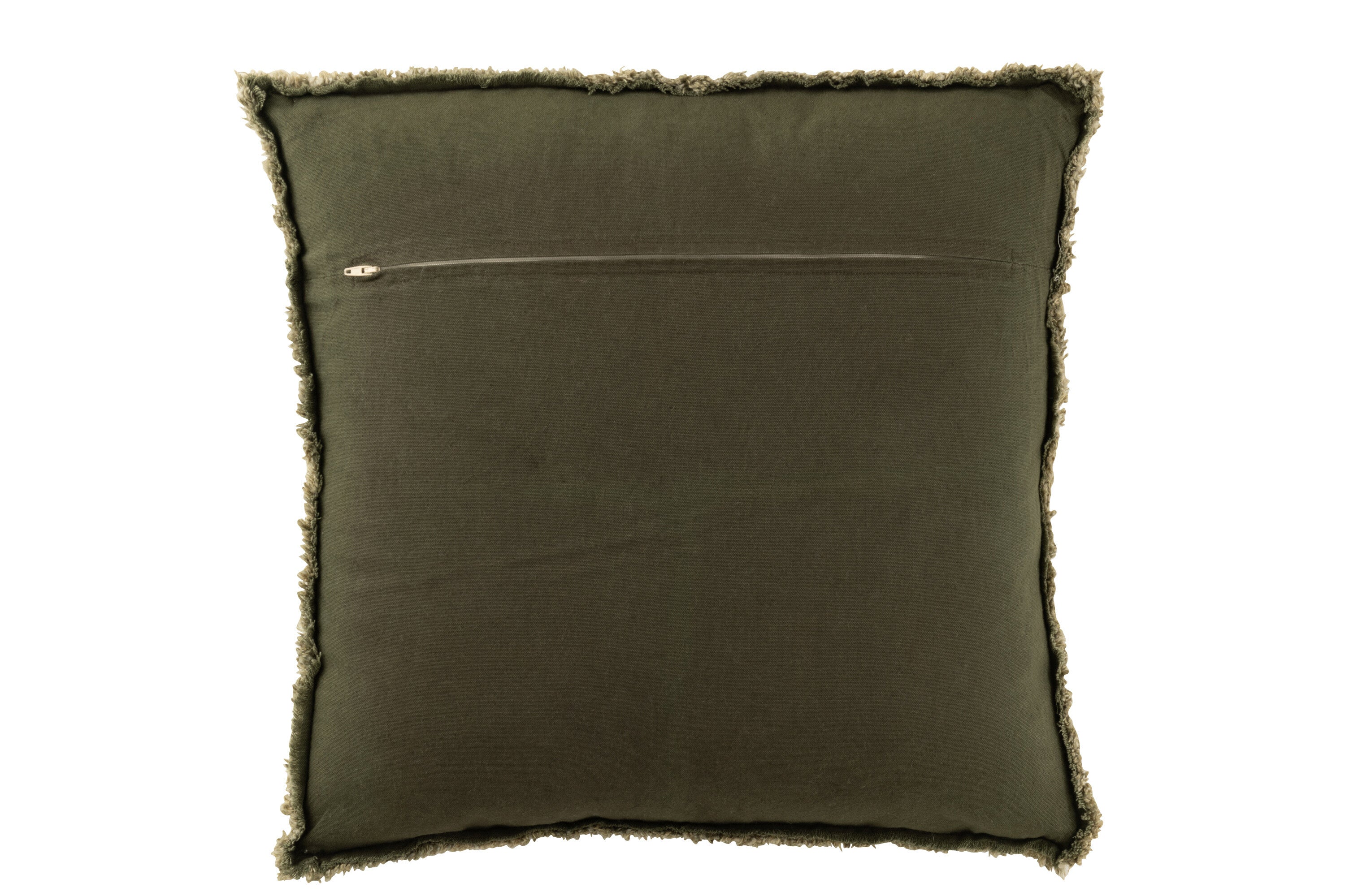 J-Line kussen Gerafelde Randen - polyester katoen - donkergroen