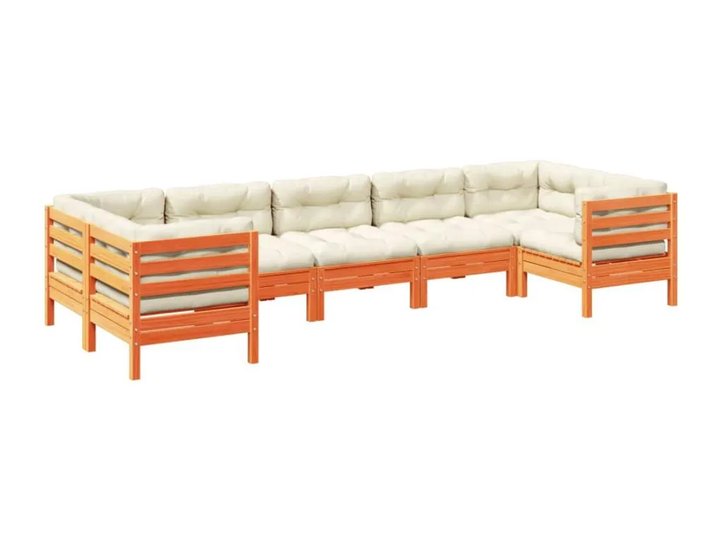 Patriciabaezcasa Set de sofás jardín 7 pzas con cojines Patriciabaezcasa marrón cera