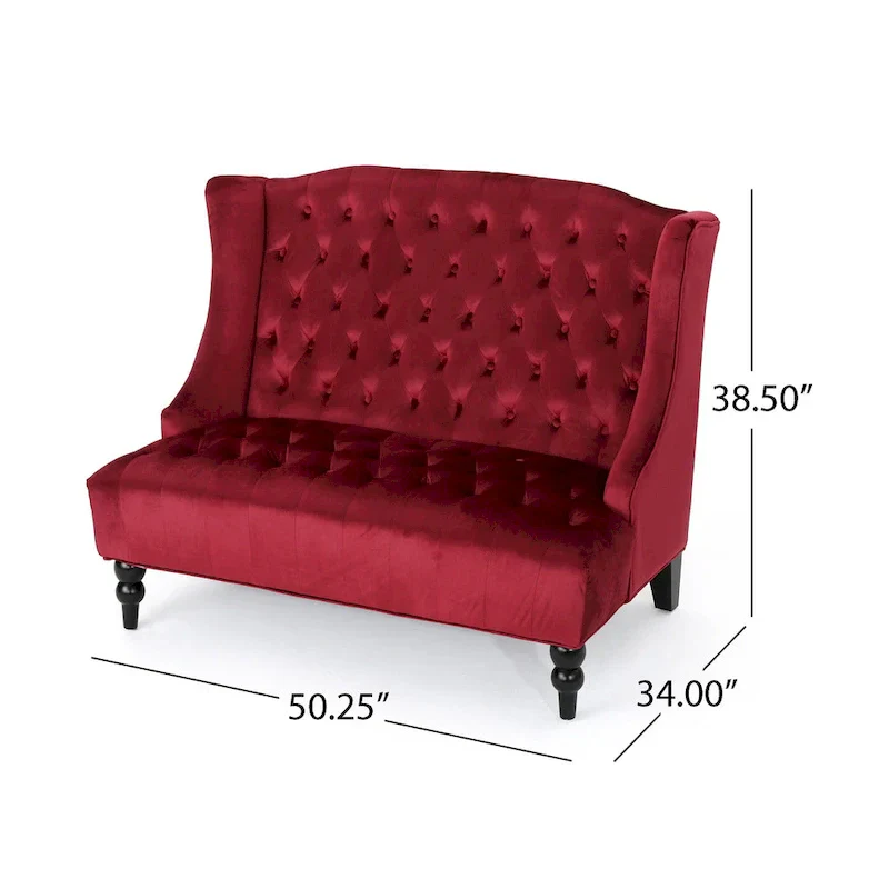 Christopher Knight Home Leora Contemporary Glam Tufted Velvet Wingback Loveseat