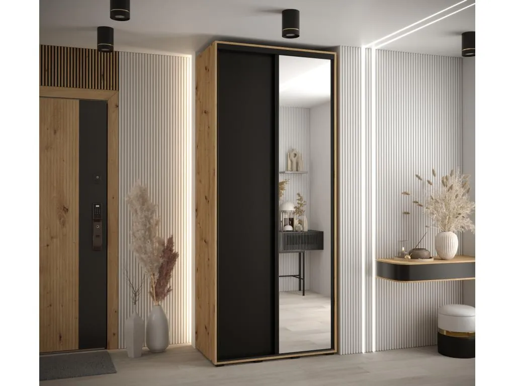 ARMARIO Andreuworldcasa 3 DE PUERTAS CORREDERAS 235.2/110/45 2 puertas (Artisan/Negro/Negro)