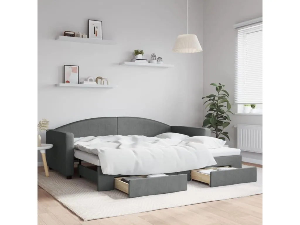 Sofá cama Casabellaes y cajones tejido gris oscuro 90x200 cm 56113PMQW