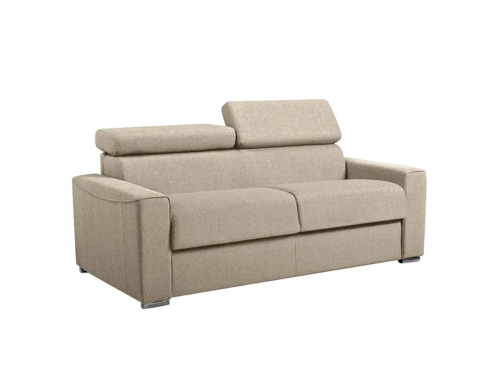 Sofá cama de 3 plazas de apertura rápida de tela Decoencanto - Beige - Cama 140 cm - Colchón 22 cm