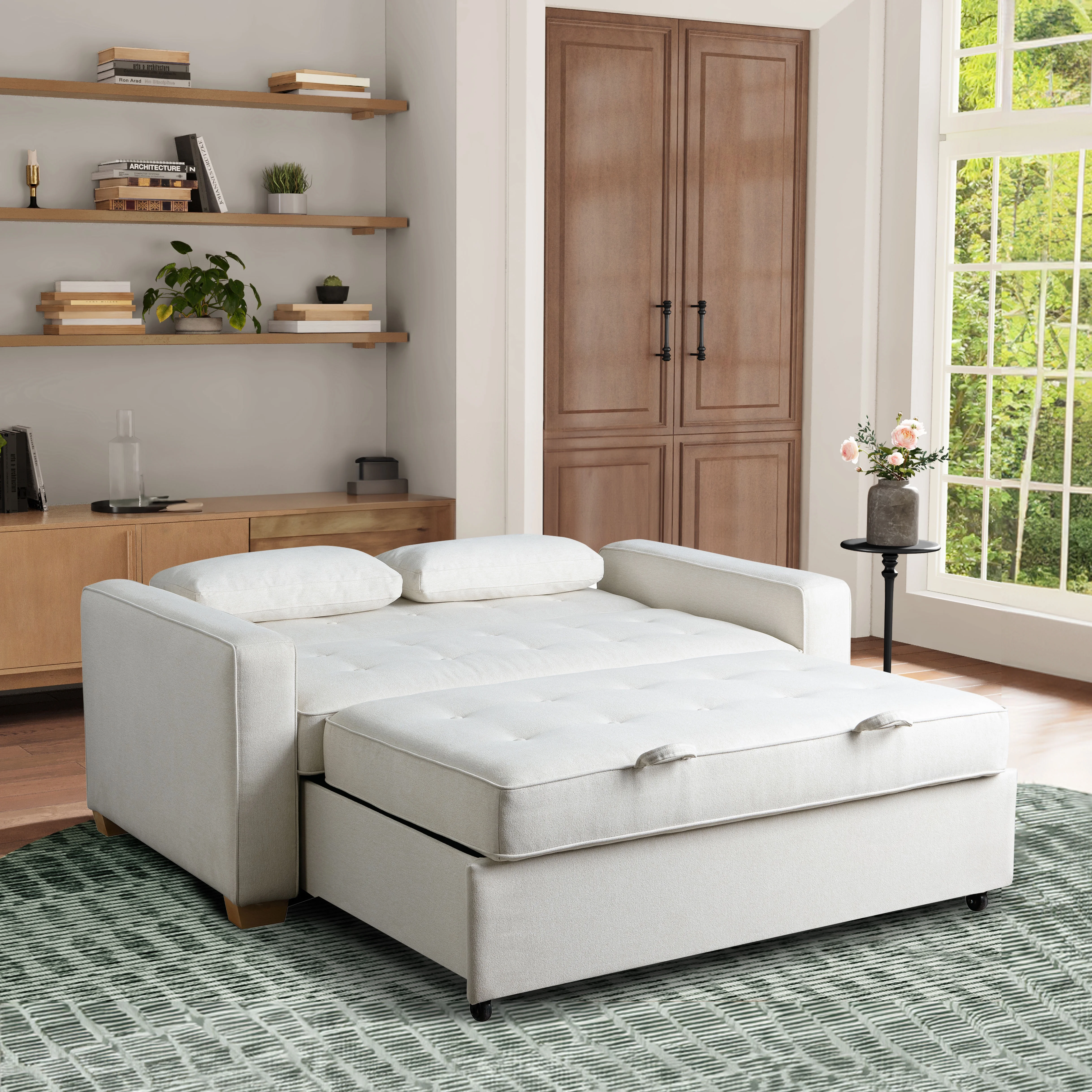 Serta Dream Convertibles Monroe Modern Polyester Convertible Queen Sofa Bed with Pillows Grey - Image 35