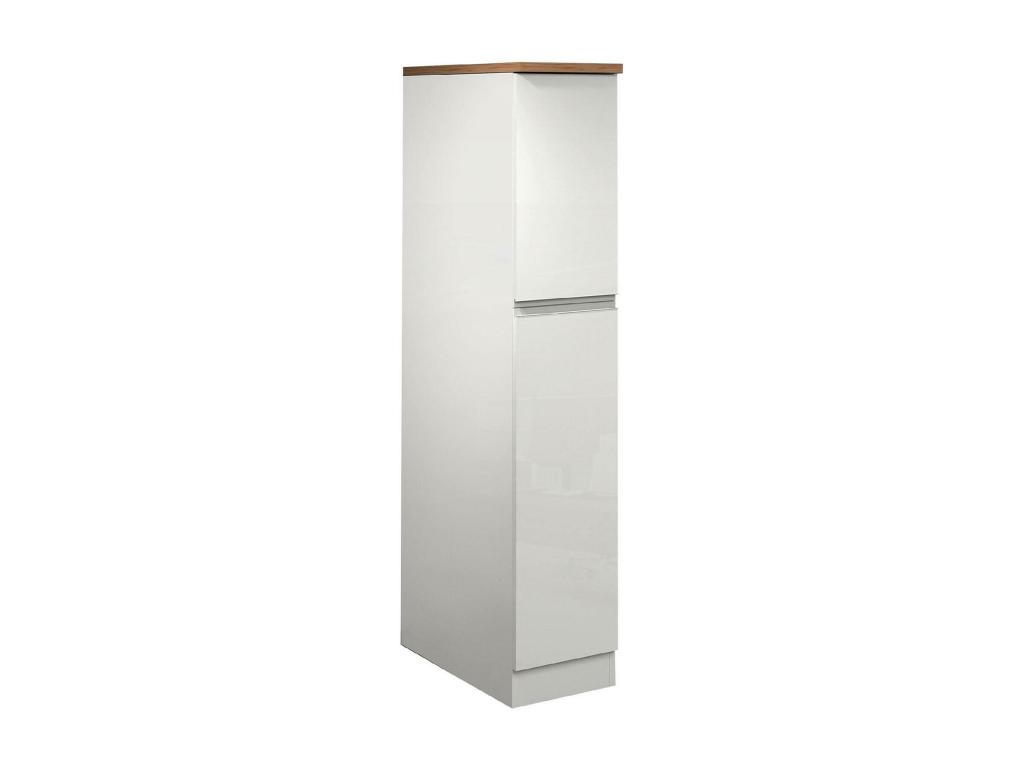Despensa de cocina Homelyvo - Armario multiusos - Mueble cocina - Soporte multifuncional para frigorífico - 100 por ciento Made in Italy - 30x60h165 cm - Blanco brillo y roble