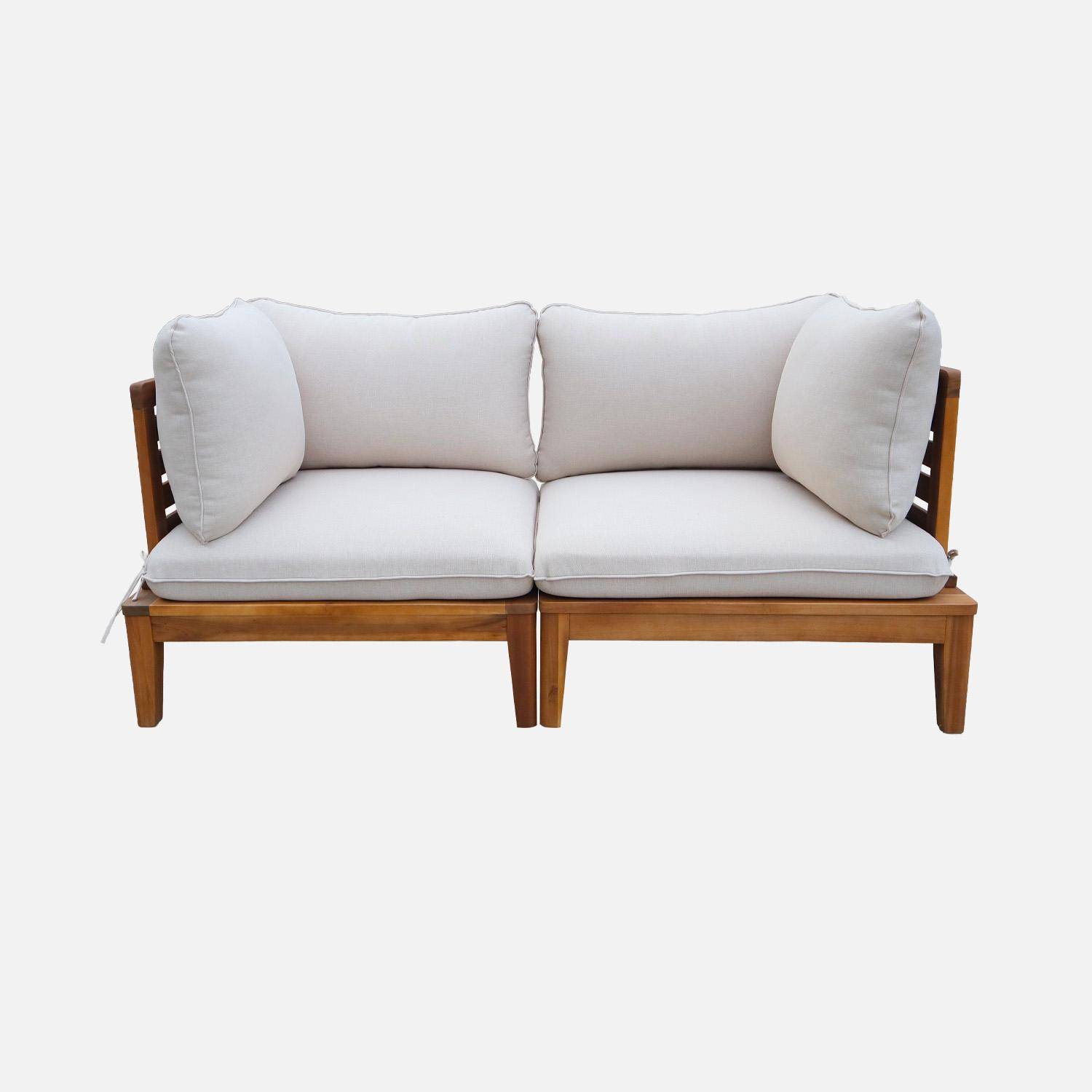 Yona - Sillón modular de jardín de madera de acacia con reposabrazos, 2 plazas