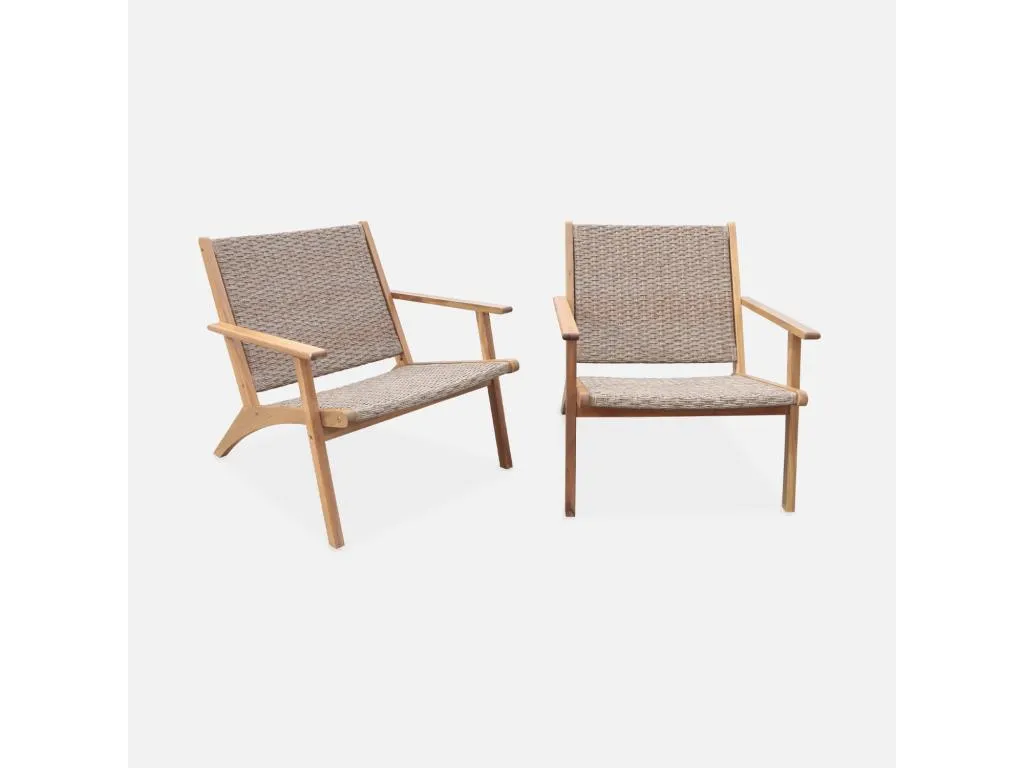 Sillón reclinable de madera y resina - set de 2 madera