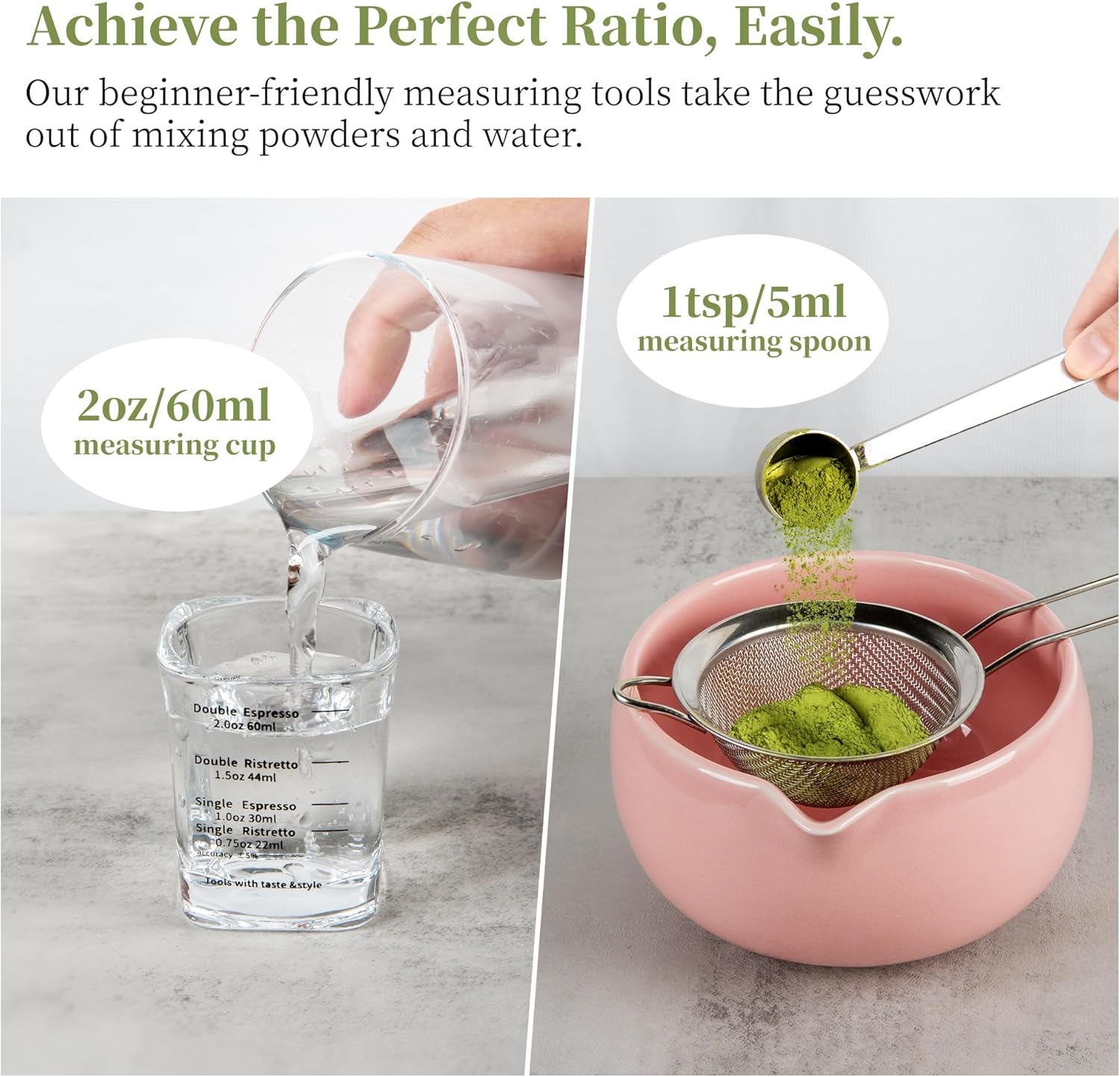 YIBO Matcha Whisk Set Pink, Handcrafted Bamboo Chasen & Ceramic Bowl Matcha Kit, Holder, Stainless Steel Sifter, Scoop Measuring Spoon & Cup Tools for Matcha Tea Ceremony