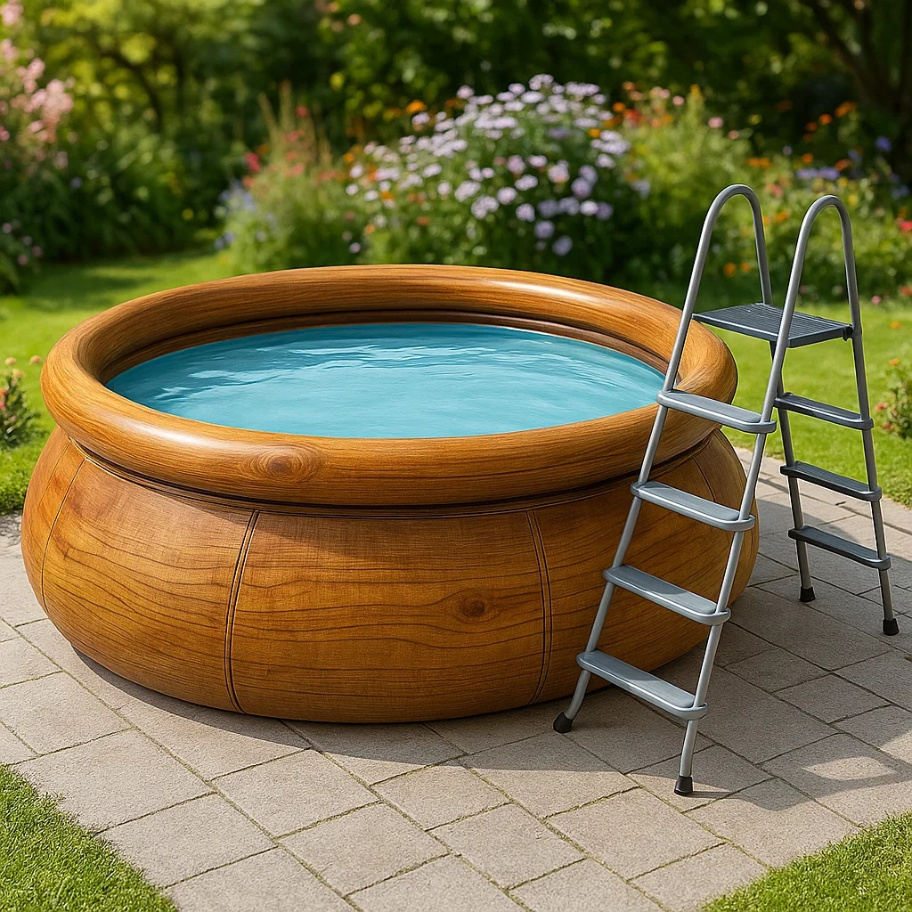 Piscina desmontable 366x100 cm con depuradora redonda color madera MOHzEbEN27Ya
