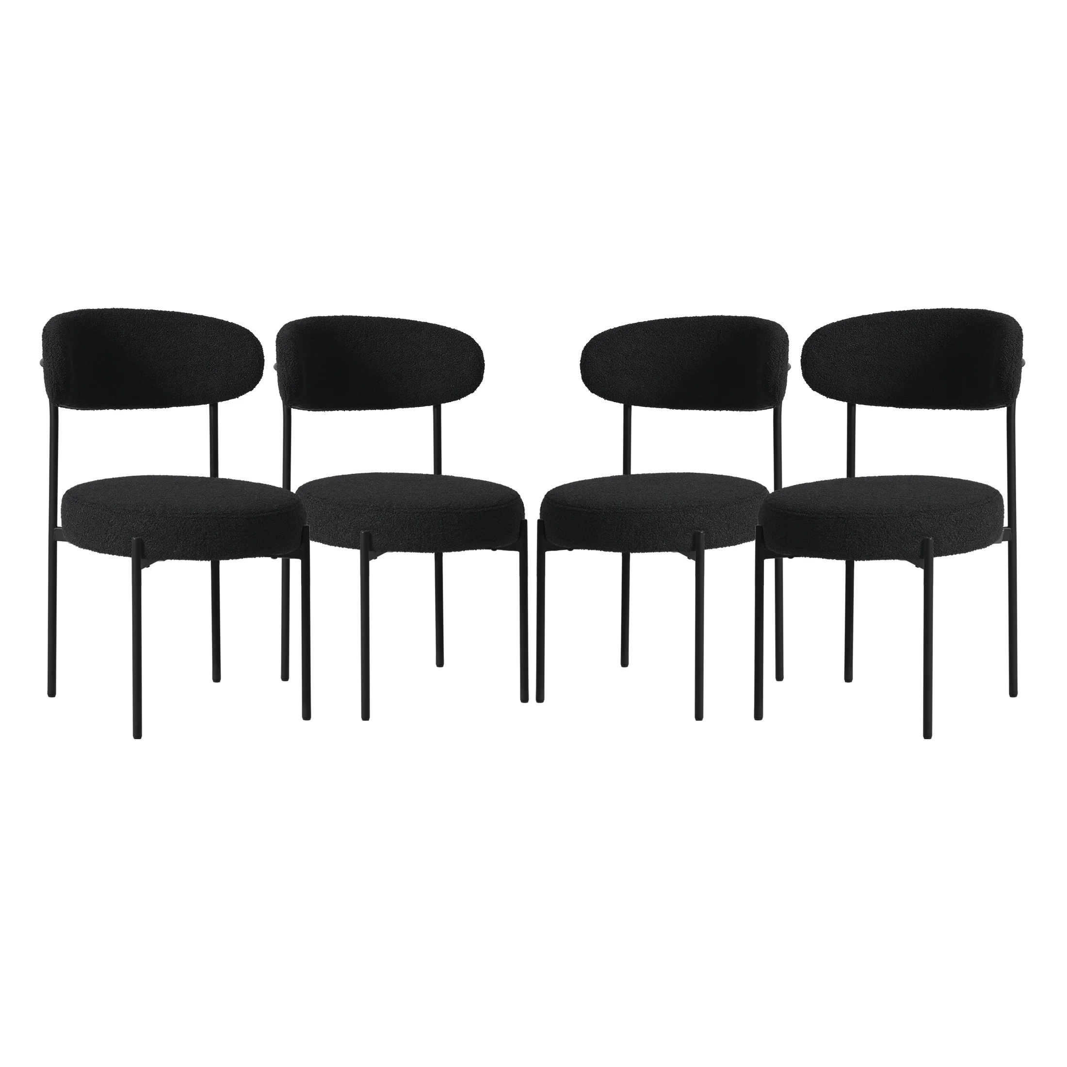 WestinTrends Alexandria Mid-Century Modern Upholstered Sherpa Round Dining Chairs (Set of 4), Sunset Gold - Image 72