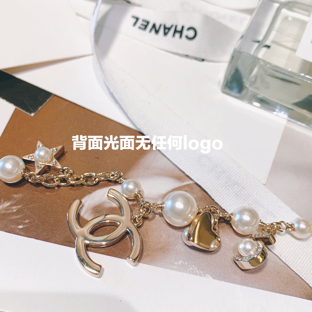 Chanel Chain Pearl Bracelet with Star Heart NO.5 CC Charms - Original Replica Club