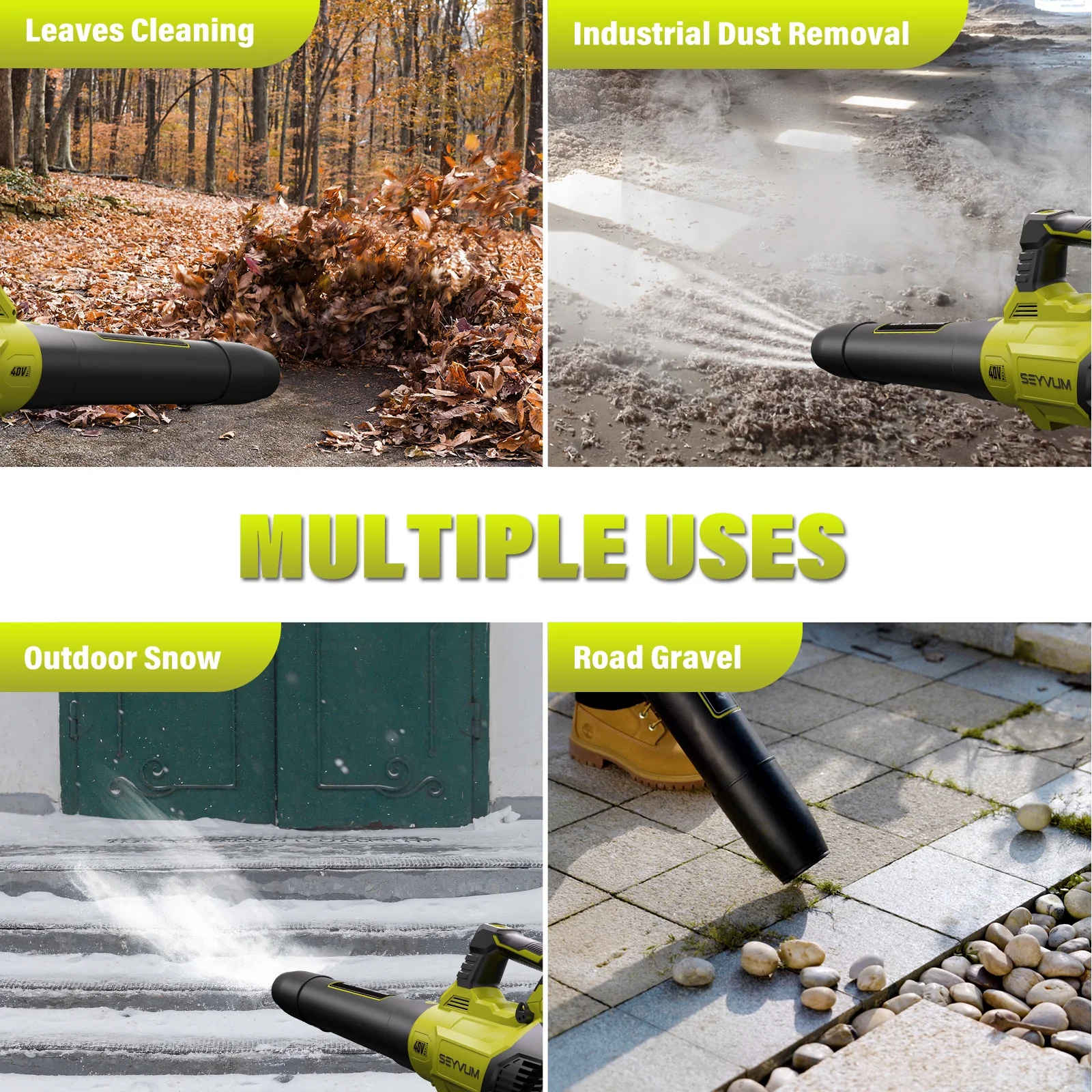 40V Leaf Blower - 650CFM Leaf Blower Cordless with 2 X 5.0Ah Battery & Charger, 4-Speed Electric Leaf Blower, Battery Powered Leaf Blower for Snow Blowing & Yard - Image 13