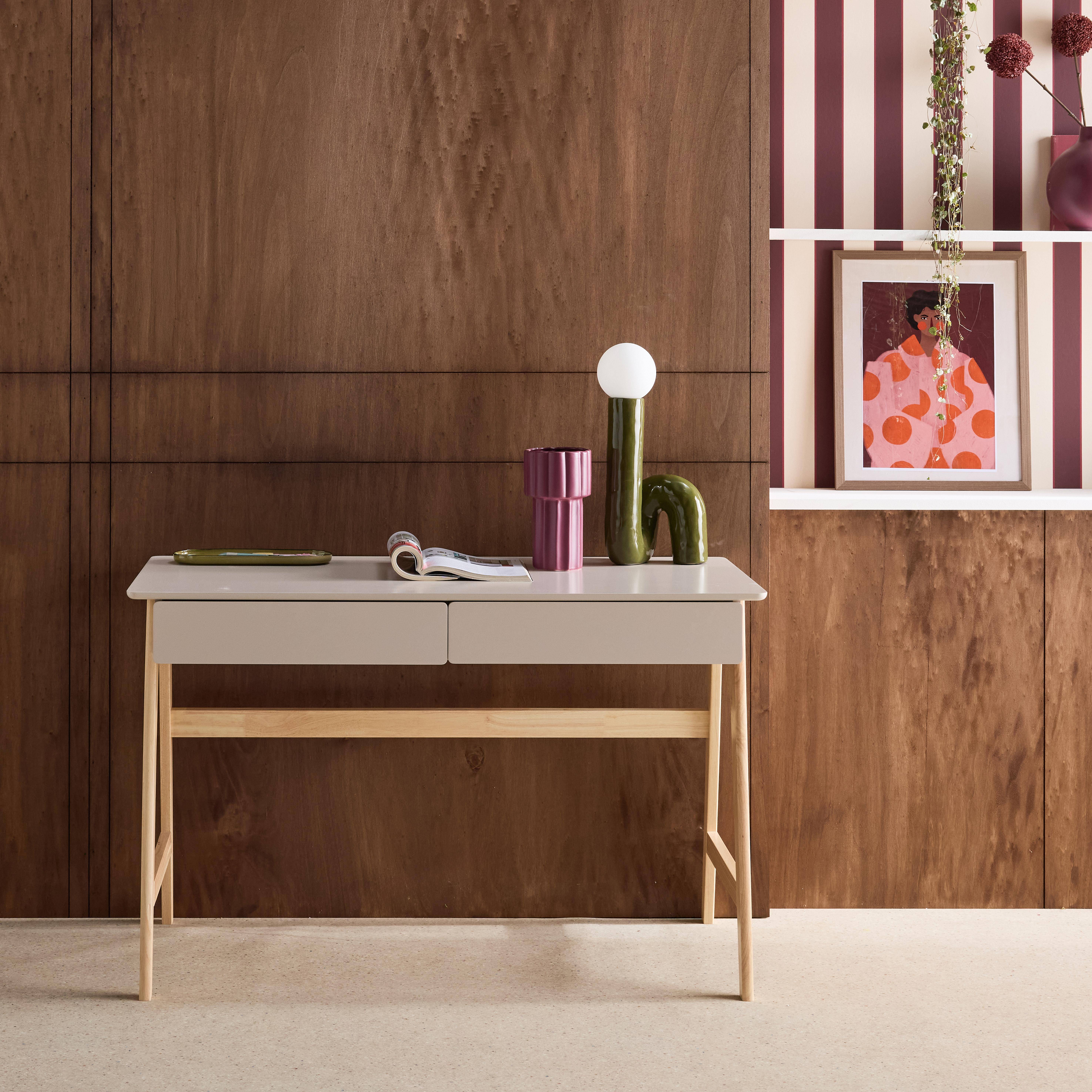 Tommy - Escritorio decorativo de madera con 2 cajones, 120cm