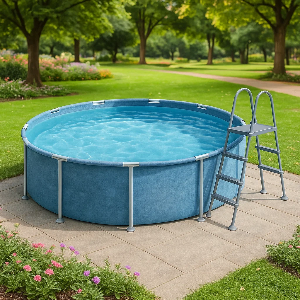 Piscina tubular redonda 298x96 cm color azul con filtro y escalera BfQxAHP241gG