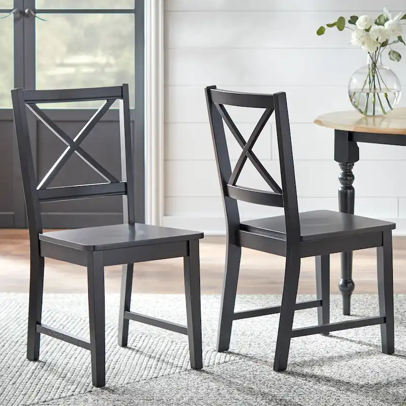 Set of 2 Solid Wood Crossback Dining Chairs by Simple Living