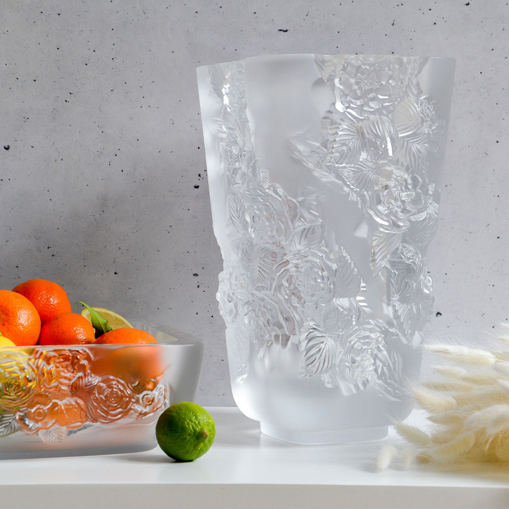 VASE PIVOINES GRAND MODÈLE - CRISTAL INCOLORE