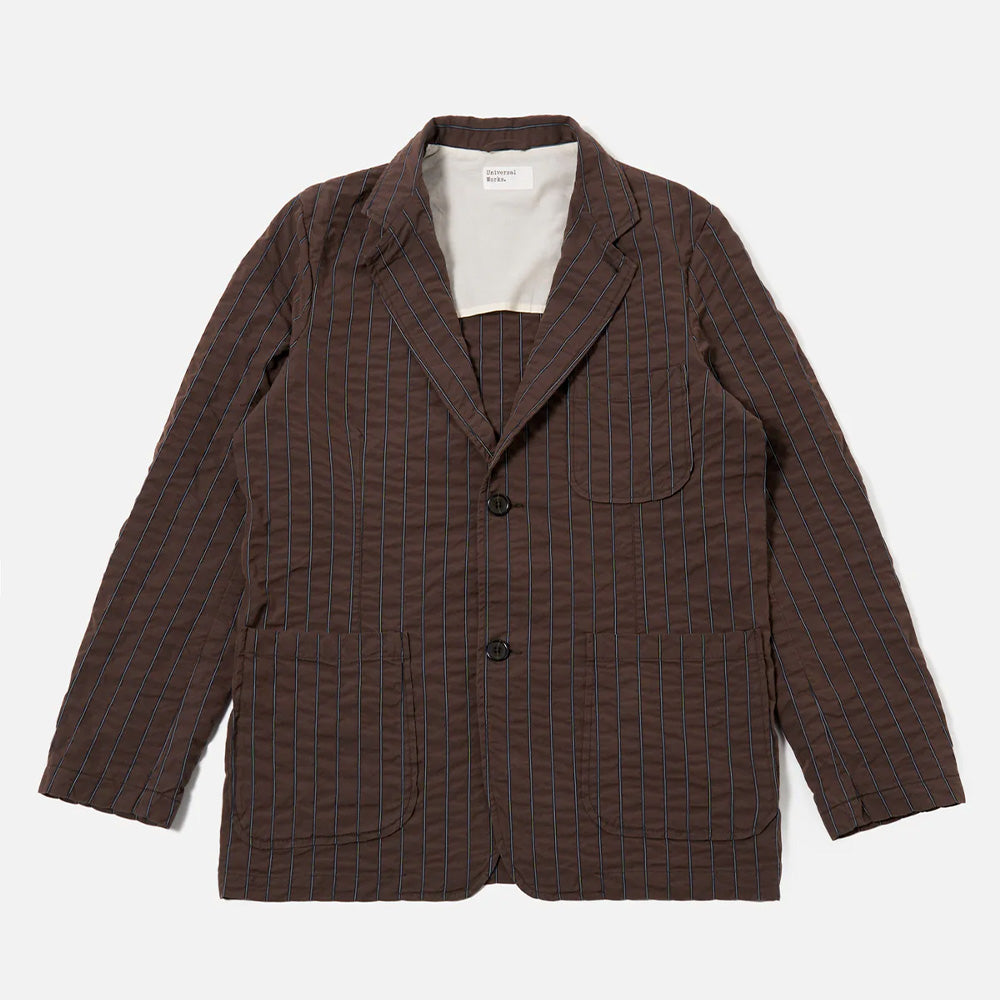 Universal Works - Veste Chester 2 boutons - Marron à rayures