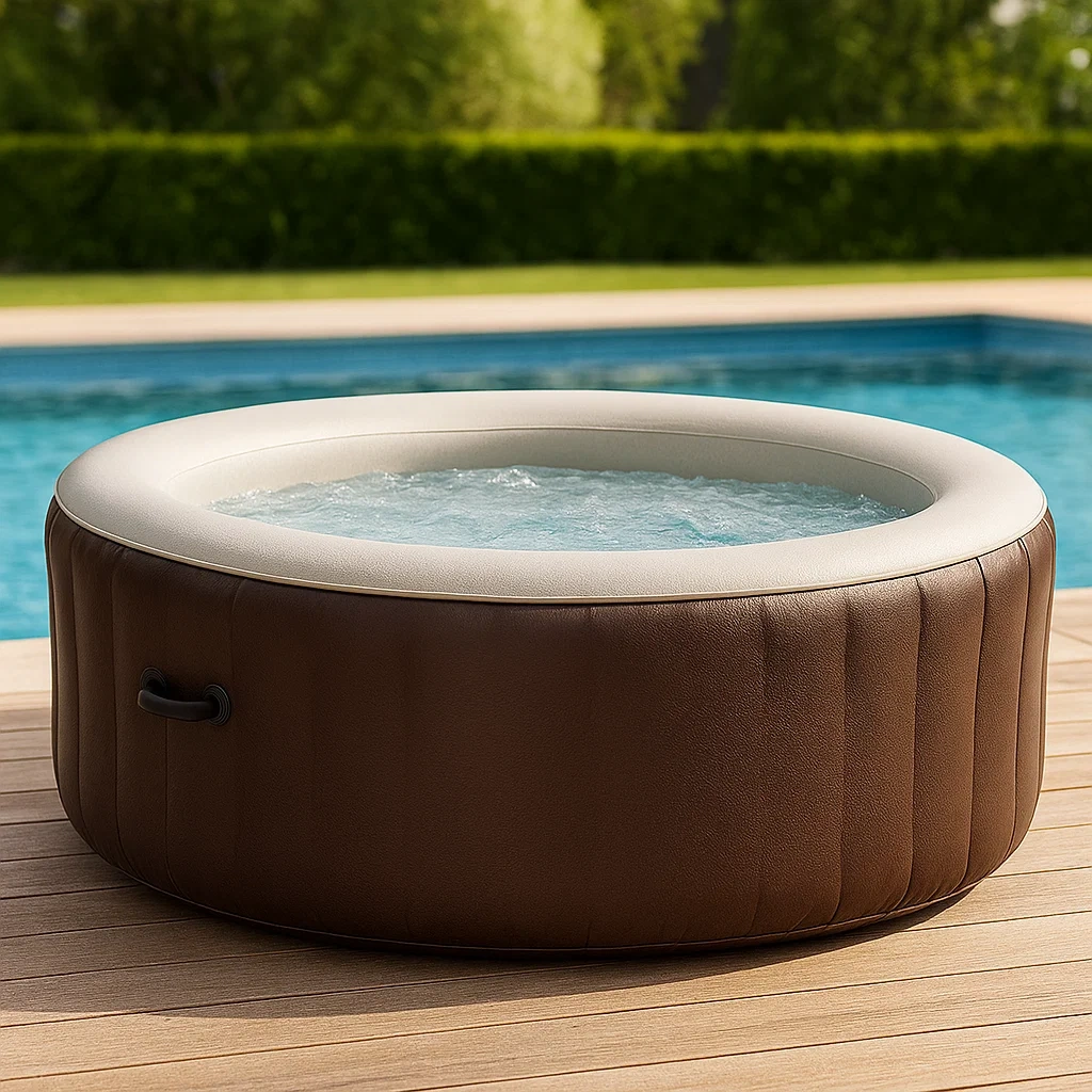 Spa hinchable,redondo,4 personas,PVC,marrón y blanco diámetro 180x66 cm - 4h9brILVVJL9