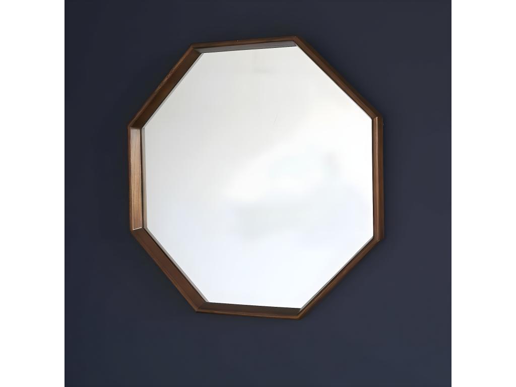 Espejo octogonal de madera de mindi maciza 60 cm