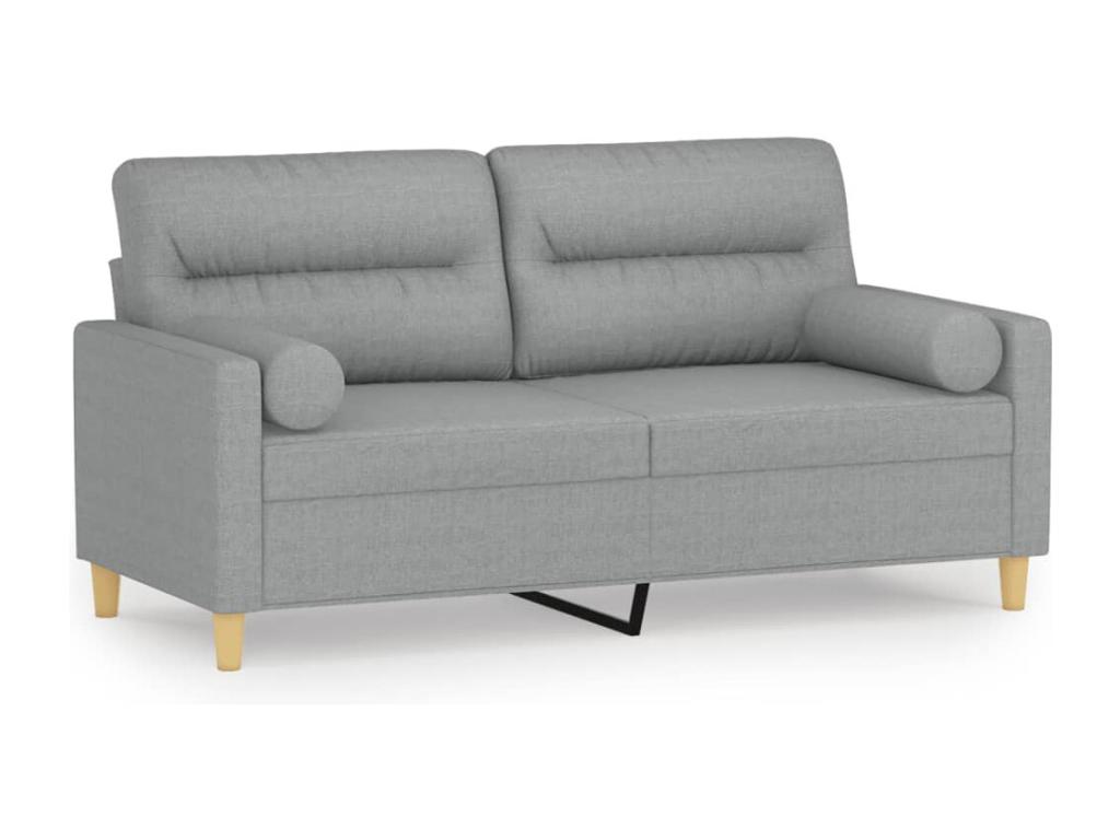 Sofá de 2 plazas con cojines tela gris claro 140 cm