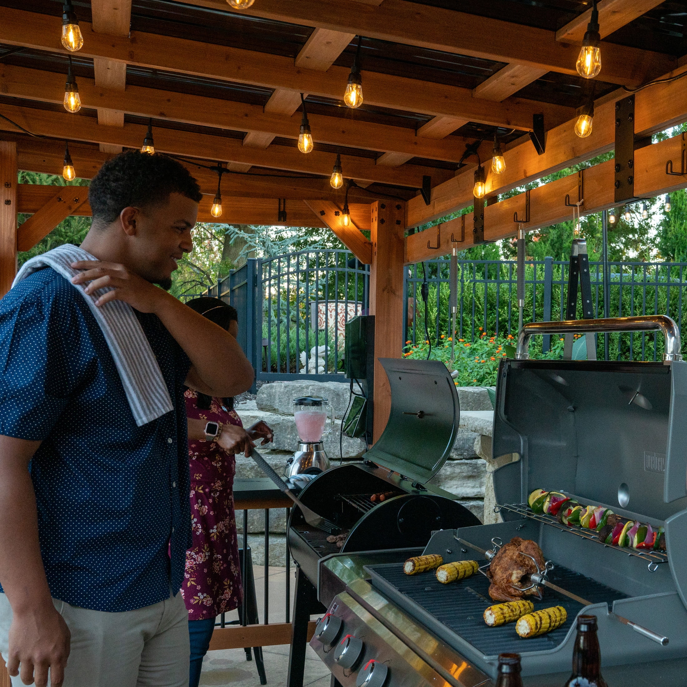 Backyard Discovery Saxony XL 12'x6' Cedar Grill Gazebo, Galvanized Steel Roof, Bar Tops - Image 15