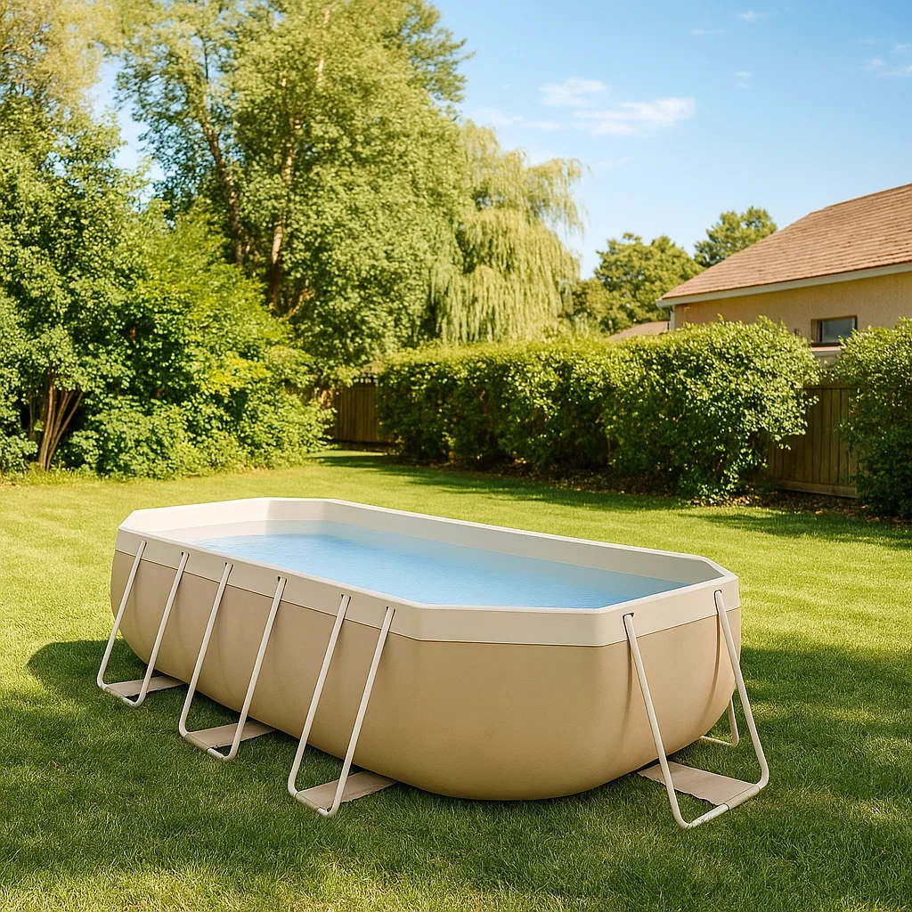 Piscina tubular rectangular,capacidad 7000 litros,PVC reforzado y acero,color beige/blanco,autoportante,piscina 300x200x75 cm - 2IHdlrVj0j87