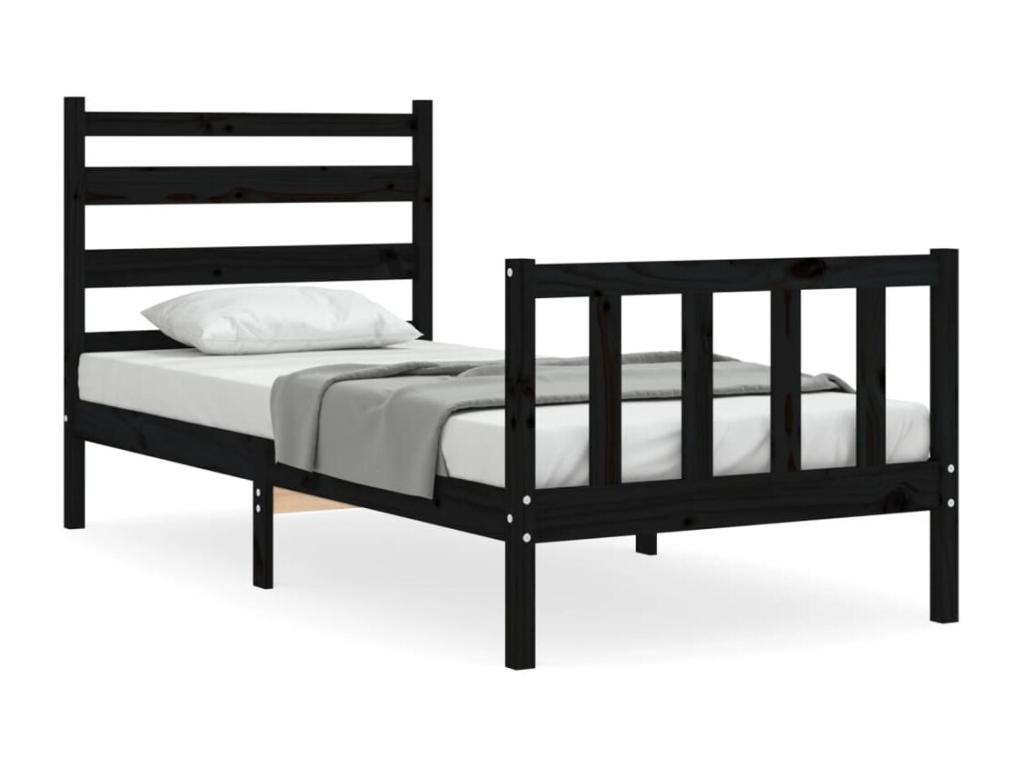 De cama individual con Mueblescolor madera maciza negro
