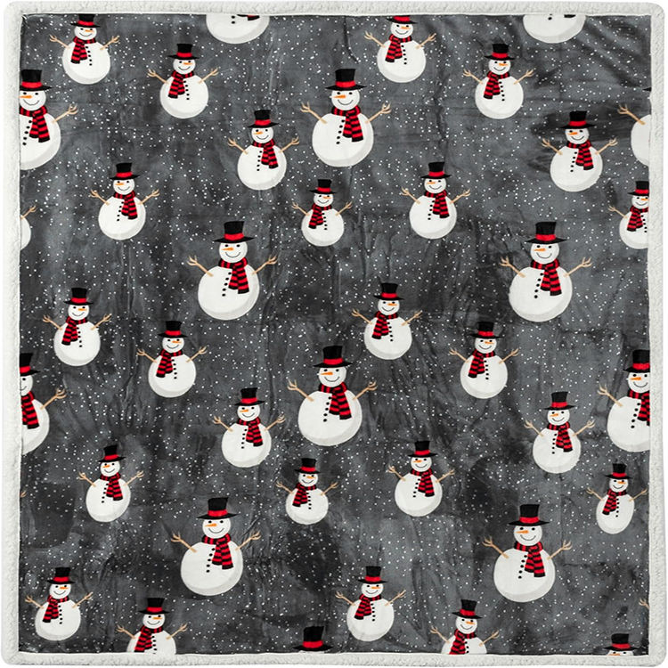 Christmas Sherpa Throw Blanket Reversible Plush Warm Cozy Soft Durable Blanket Suitable for Holiday Home Use