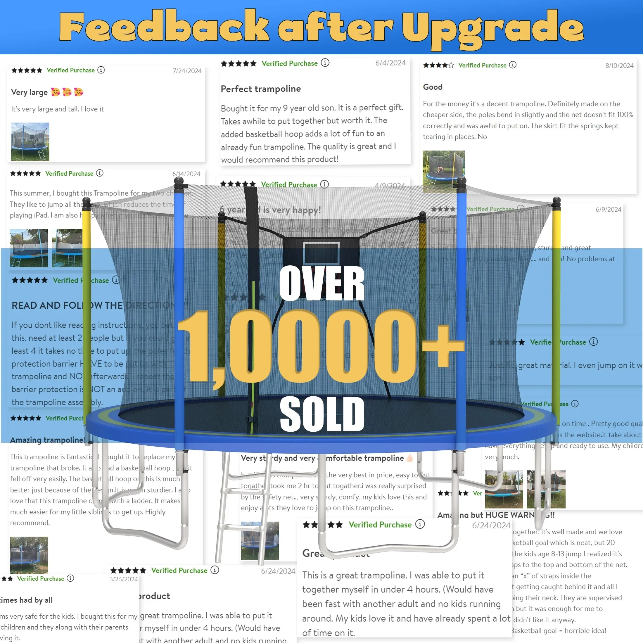 SHINPT 14ft Outdoor Trampoline With Safety Net, Basketball Hoop And Ladder - Image 29 SHINPT 14ft Outdoor Trampoline With Safety Net, Basketball Hoop And Ladder - Image 29