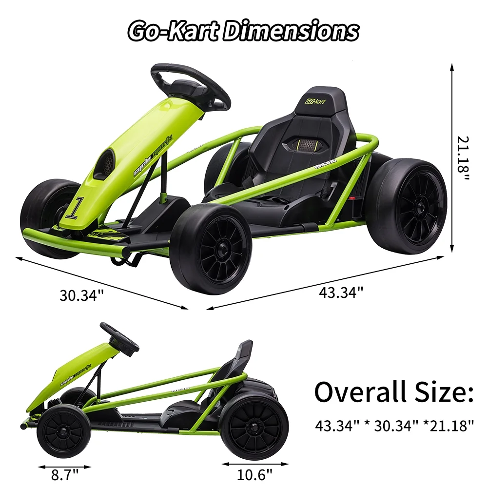 Kojooin Go Kart for Kids,24V Battery 300WX2 Motors Pedal On Foot Go Cart,8MPH High Speed Drifting Car with Slow Start Function,Rose red - Image 27