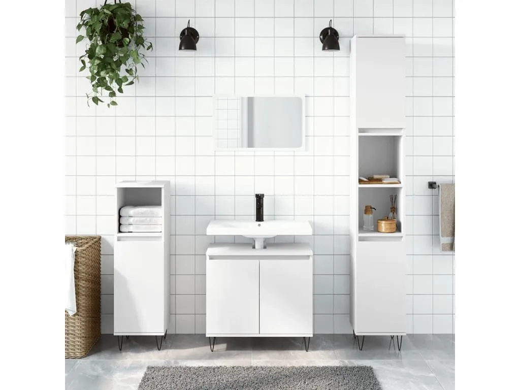 Armario de baño Francomuebleses de ingeniería blanco 58x33x60 cm