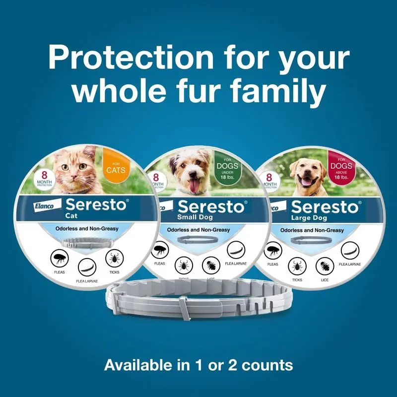 Seresto Flea & Tick Collar for Dogs & Cats, Waterproof Adjustable Design, Long-Lasting Comfortable Everyday Accessory