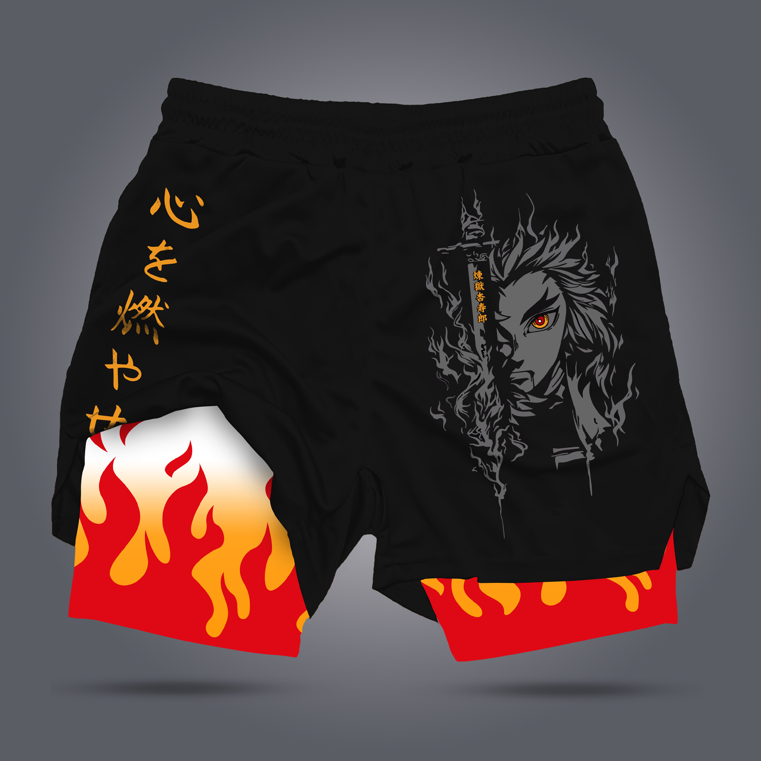 Unisex Anime Print Drawstring Double Layer Shorts