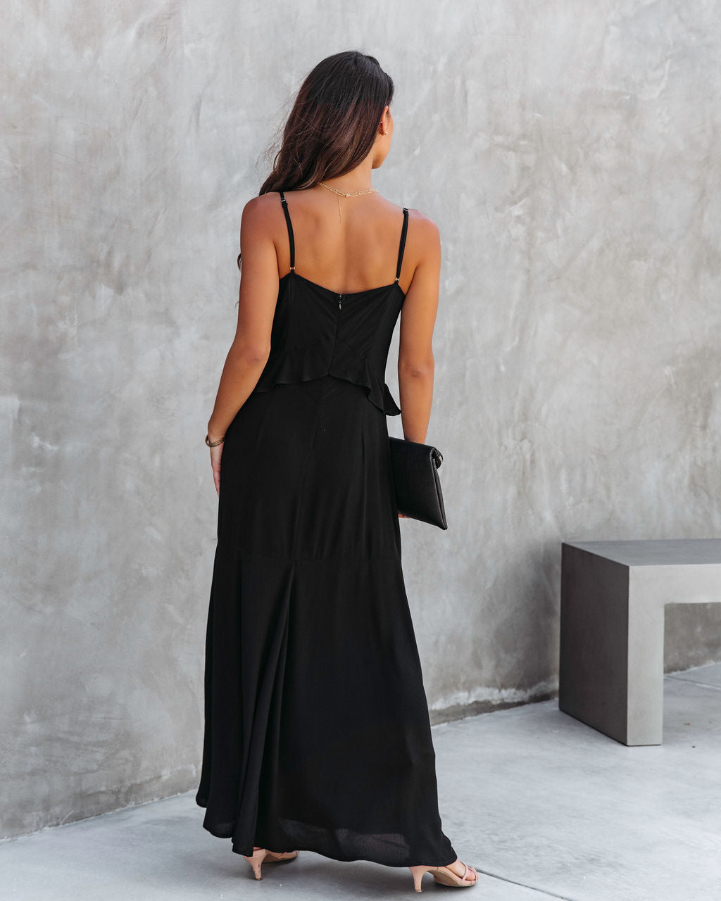 Glistening Romance Beaded Ruffle Maxi Dress - Black - FINAL SALE - Se7enfashion