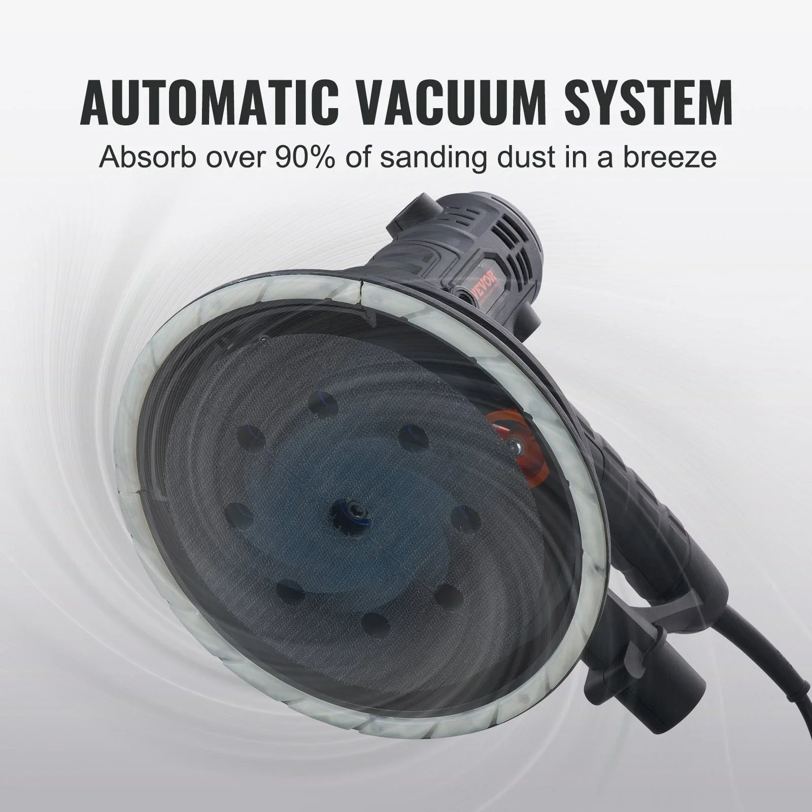 800W Electric Drywall Sander with Dust Extraction, Adjustable RPM 1200-2300, Brush Motor for Efficient Wall Sanding & Polishing