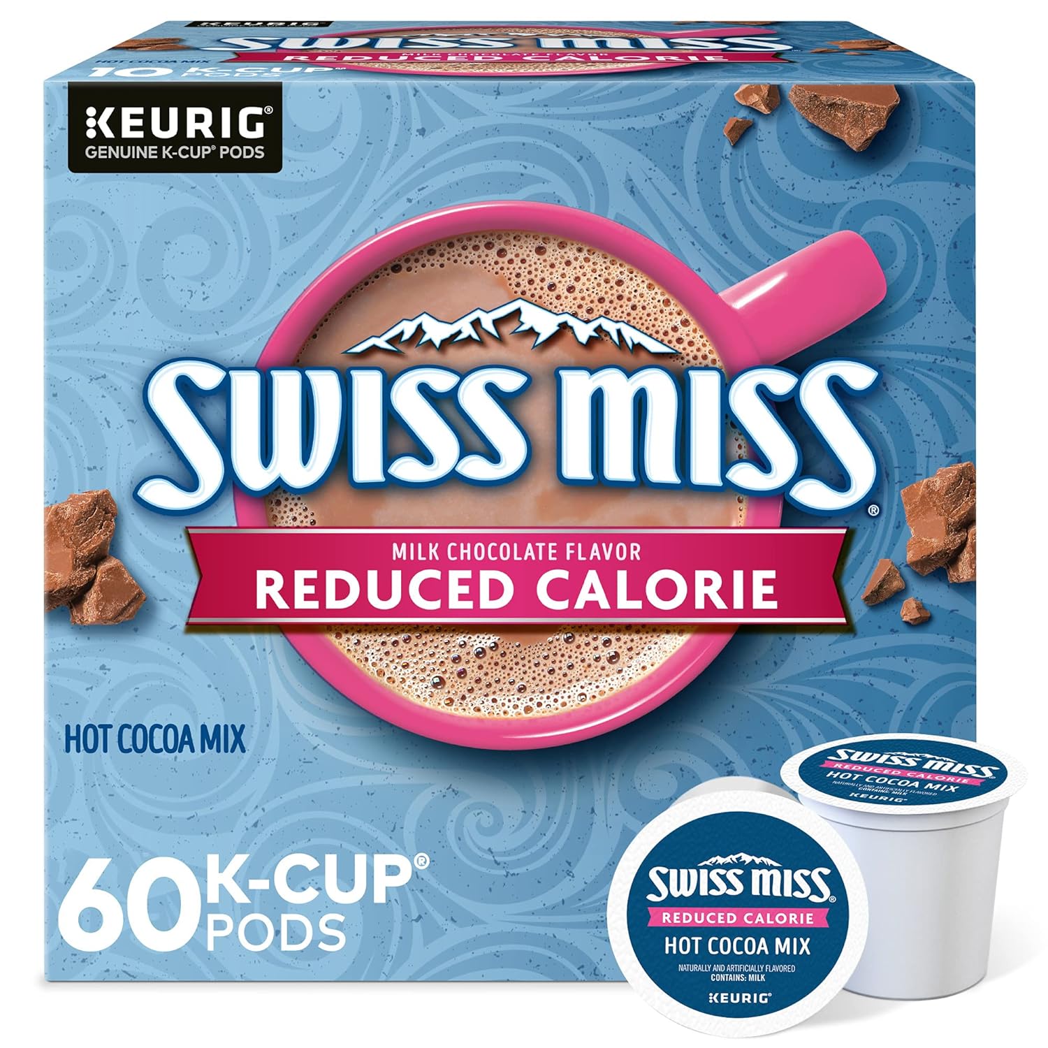 Swiss Miss Reduced Calorie Hot Cocoa. 60 Count (6 Packs of 10)