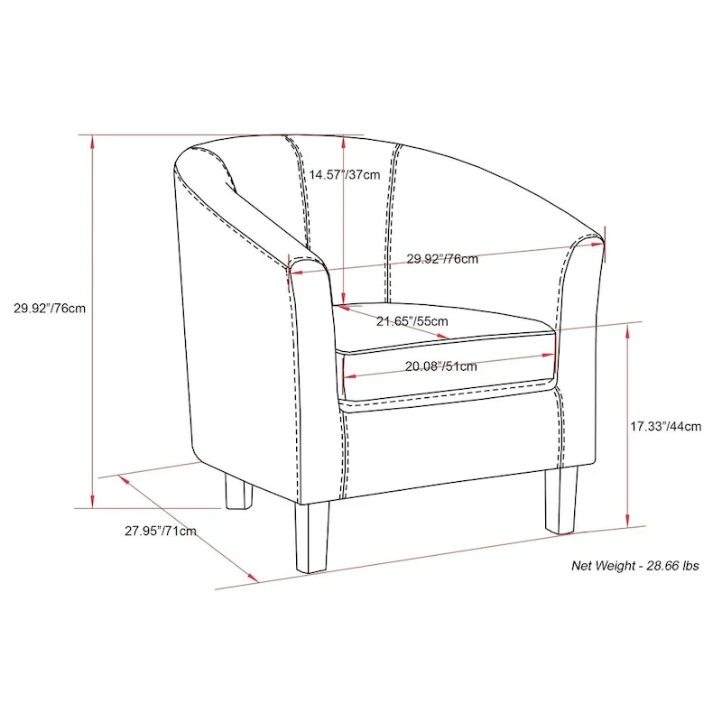 Modern Tub Accent Chair with Upholstered Seat and Wooden Legs