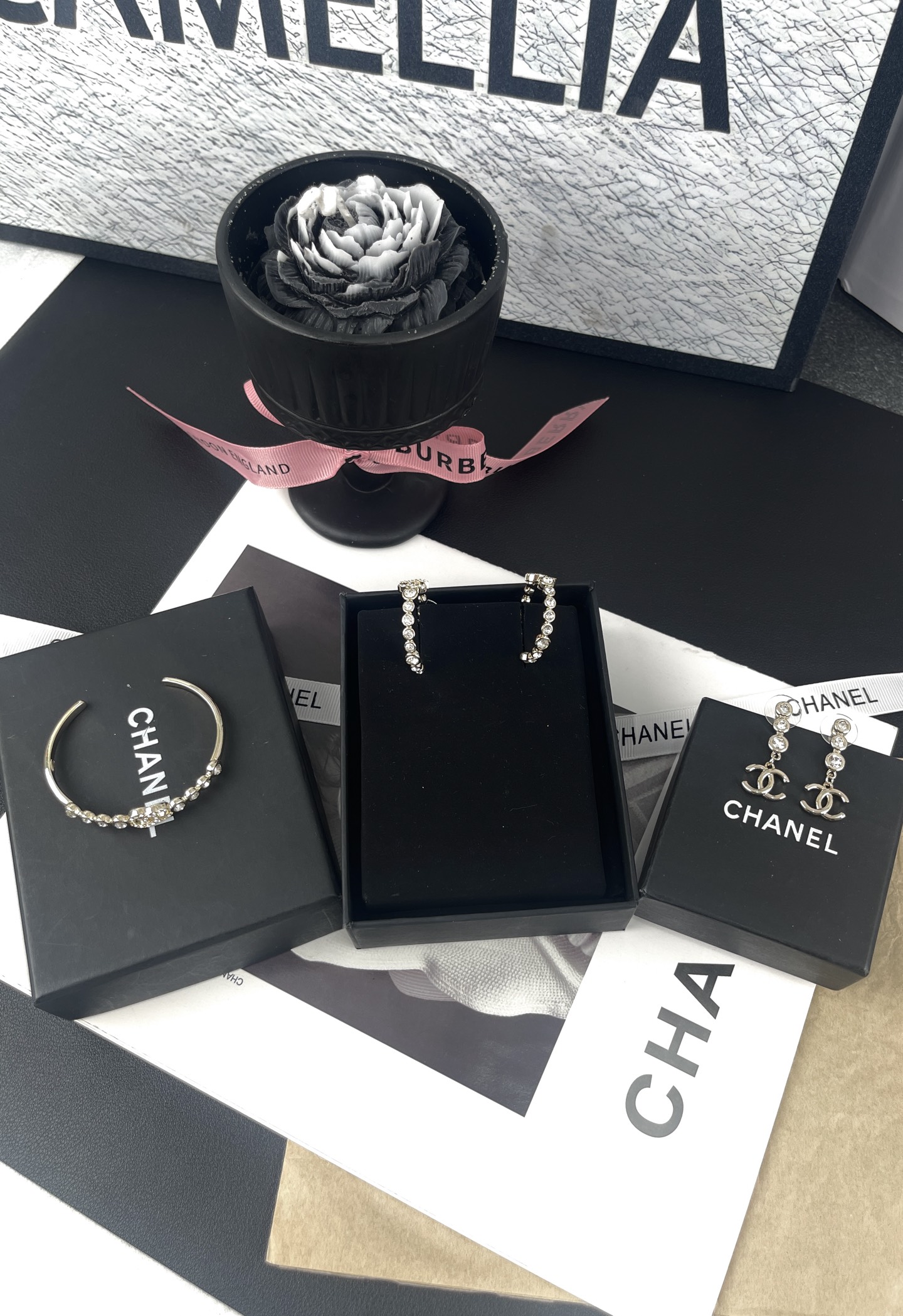 Chanel Rhinestone Open Cuff Bangle Bracelet - Original Replica Club