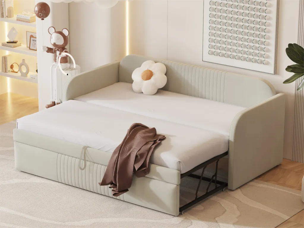 Cama Mueblestop 90/180x190 cm - sofá cama de tejido de Mueblestop - con somier - Beige 85668SOAQ